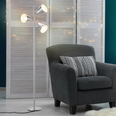 Hivvago 64 Inch 3-light Led Floor Lamp Reading Light For Living Room Bedroom-silver In Metallic