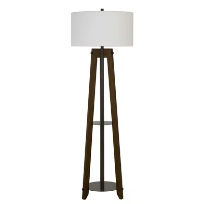 Hivvago 65" Brown Tripod Floor Lamp With White Rectangular Shade