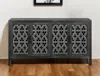 Hivvago 65" Charcoal Distressed Wood Sideboard With Four Doors In Gray