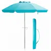 Hivvago 6.5 Feet Beach Umbrella With Sun Shade And Carry Bag Without Weight Base-blue