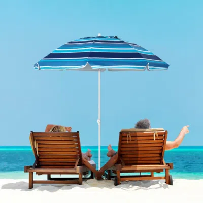 Hivvago 6.5 Feet Patio Beach Umbrella With Waterproof Polyester Fabric-orange