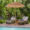 Hivvago 6.5 Feet Thatched Tiki Umbrella With Foldable Stand Push Button Tilt-natural