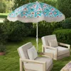 Hivvago 6.5 Ft Beach Umbrella With Fringe Outdoor Tassel Umbrella With Push Button Tilt-green
