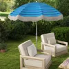 Hivvago 6.5 Ft Beach Umbrella With Fringe Outdoor Tassel Umbrella With Push Button Tilt-navy