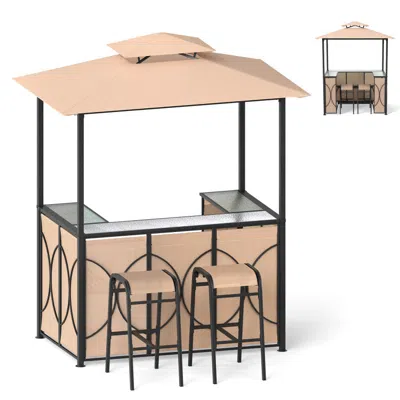 Hivvago 6.5 X 4 X 8 Ft Grill Gazebo Set With 2 Bar Stools And Bar Table