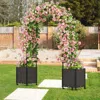 Hivvago 6.6 Feet Arch Arbor Trellis With 2 Planter Boxes & Detachable Pe-coated Metal Tubes-black
