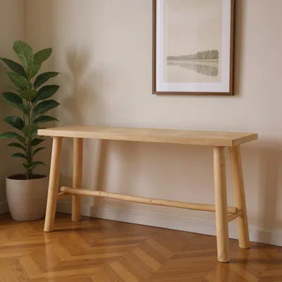Hivvago 66" Light Brown Solid Wood Trestle Console Table In Neutral