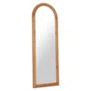 Hivvago 66" Natural Solid Wood Arch Framed Full Length Mirror In Brown