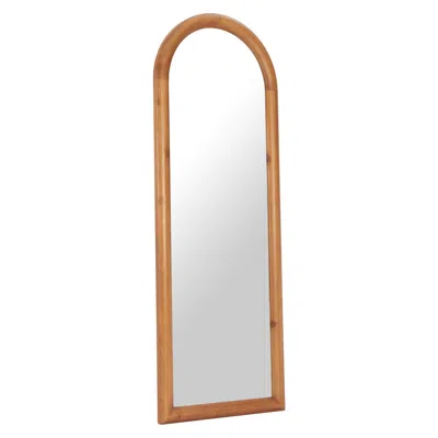 Hivvago 66" Natural Solid Wood Arch Framed Full Length Mirror In Brown