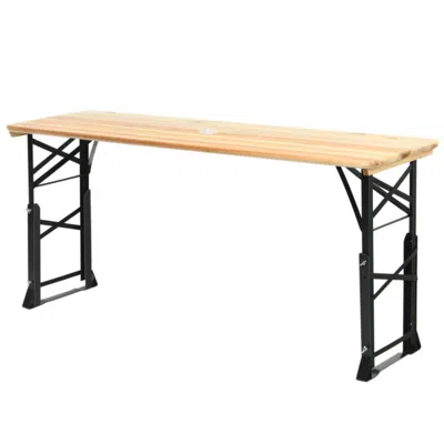Hivvago 66.5 Inch Outdoor Wood Folding Picnic Table With Adjustable Heights In Neutral
