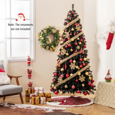 Hivvago 6/7 Ft Artificial Christmas Tree With Bendable Top Section And Warm Light-7 Ft In Multi