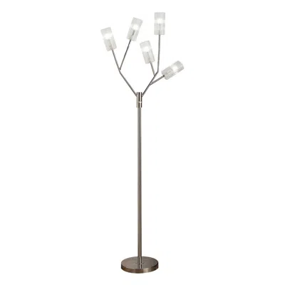 Hivvago 67 Inch Floor Lamp, Modern Globe Glass Shade, Round Metal Base, Nickel