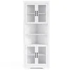 Hivvago 67 Inch Tall Corner Cabinet Triangular Buffet Cabinet With Tempered Glass Doors In White