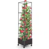 Hivvago 67 Inches Raised Garden Bed With Planter Box And Trellis