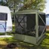 Hivvago 6.7 X 6.7 Feet Pop Up Gazebo With Netting And Carry Bag-coffee