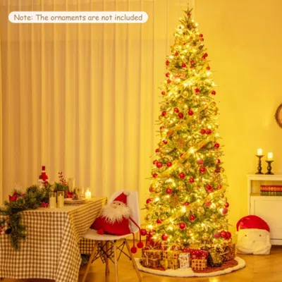 Hivvago 6/7.5/9 Feet Pre-lit Artificial Christmas Tree Snow Flocked Hinged-9 Ft In Multi