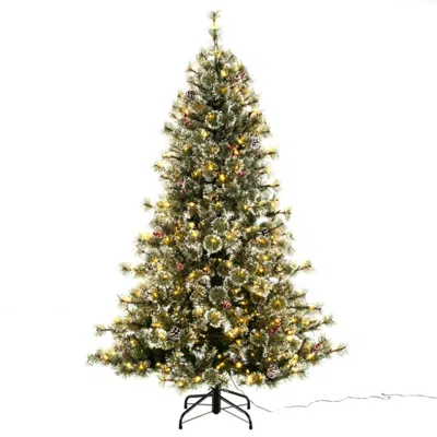 Hivvago 6/7.5/9 Ft Artificial Christmas Tree Pre-lit Hinged Holiday Tree With 360â° Quick Power Connector-6 In Green