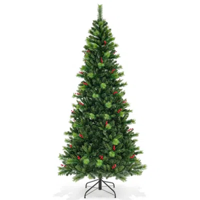 Hivvago 6/7/8 Feet Pre-lit Artificial Christmas Tree With 300/400/500 Led Lights-7 Ft In Green