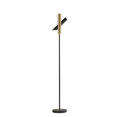 Hivvago 68" Black Metal Led Floor Lamp With Black Metal Cylinder Shade