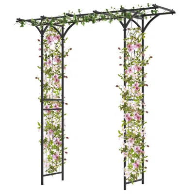 Hivvago 6.8 Feet Garden Arbor With Trellises For Climbing Plant Vine Rose In Black