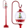 Hivvago 68 Inch Festive Musical Christmas Street Lamp Post With Snow Globe Lantern-red