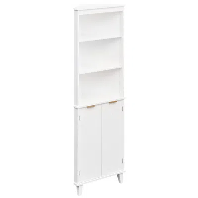 Hivvago 68 Inch Tall Bathroom Floor Storage Cabinet With Fluted Doors