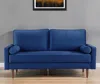 Hivvago 69" Blue Velvet Sofa And Toss Pillows With Dark Brown Legs In Blue