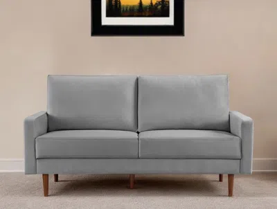 Hivvago 69" Gray Velvet Sofa With Dark Brown Legs