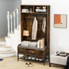 Hivvago 69 Inches Tall Hall Tree 4-in-1 Coat Rack With Seat Cushion And Shoe Storage-rustic Brown