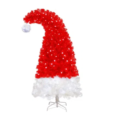 Hivvago 6ft Artificial Christmas Tree With Led Light In Red