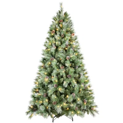 HIVVAGO 6FT CHRISTMAS TREE WITH 300 WARM WHITE LED LIGHTS 988 PVC & HARD NEEDLE TIPS