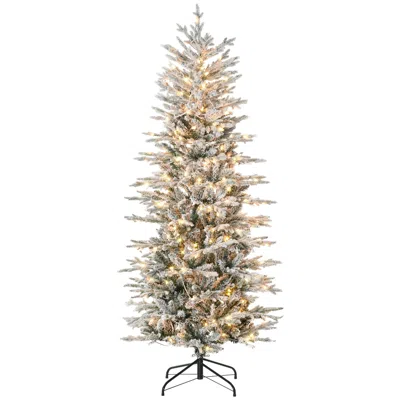 Hivvago 6ft Tall Prelit Artificial Christmas Tree Holiday Dãcor With 636 Snow Flocked Branches In Gold