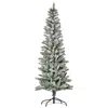 Hivvago 6ft Unlit Snow-flocked Slim Pine Artificial Christmas Tree With Realistic Branches And 394 Tips In White
