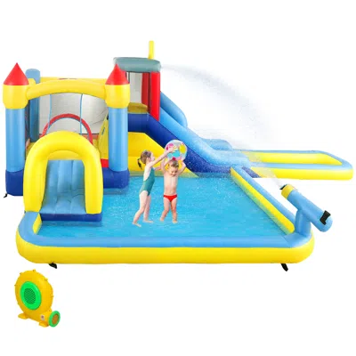 Hivvago 6-in-1 Inflatable Water Slide Park With Slides And Splash Pools