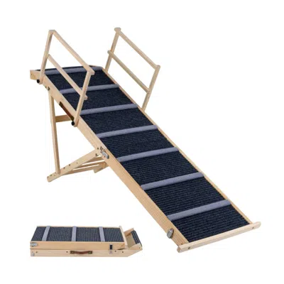 Hivvago 6-level Height Adjustable Foldable Dog Ramp For High Bed Couch In Grey