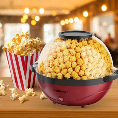 Hivvago 6qt Stirring Popcorn Popper Maker With Nonstick Plate-black In Burgundy