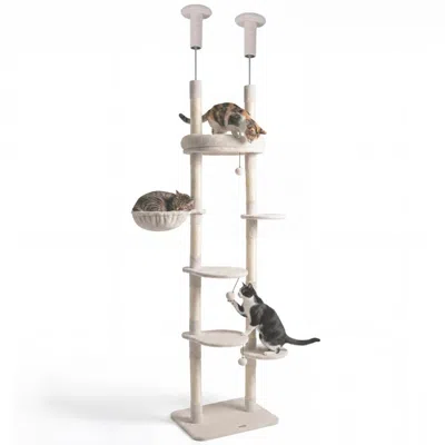 Hivvago 6-tier Floor To Ceiling Cat Tree With Plush Bed And Sisal Scratching Posts In Multi