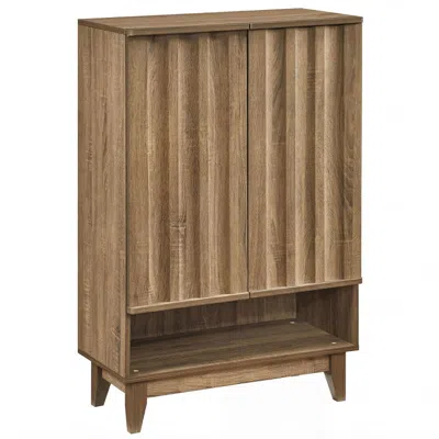 Hivvago 6-tier Shoe Storage Organizer With 2 Fluted Doors In Brown