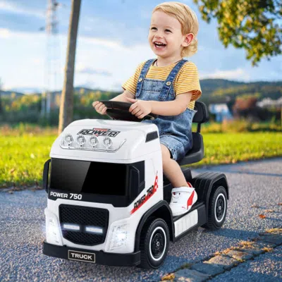 Hivvago 6v Kids Electric Ride-on Truck With Height Adjustable Seat-white