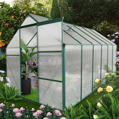 Hivvago 6x12 Ft Walk-inhouse Garden For Backyard Planting With Raised Roof - Green