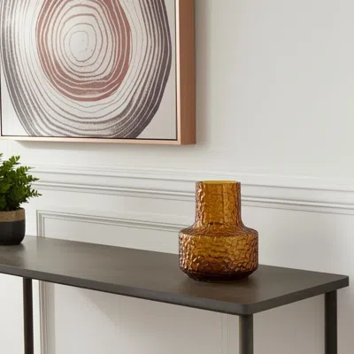 Hivvago 7" Amber Glass Faceted Table Vase In Brown