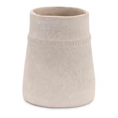 Hivvago 7" Beige Round Resin Table Vase In Neutral