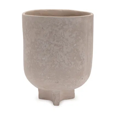 Hivvago 7" Beige Urn Resin Table Vase In Brown