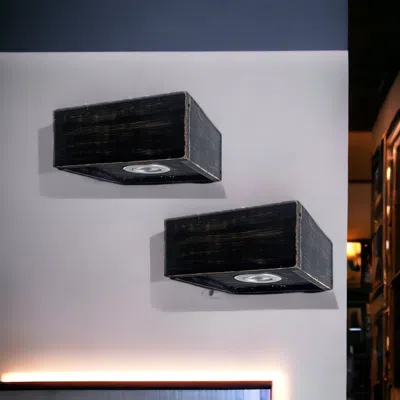 Hivvago 7" Black Wood Wall Mounted Floating Shelf With Led Light