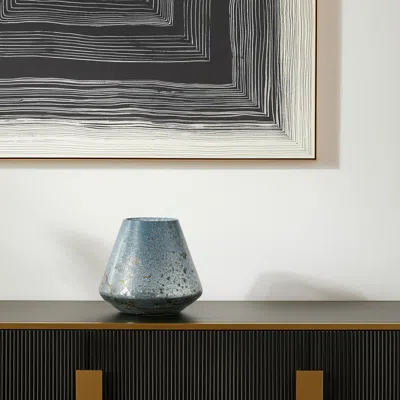 Hivvago 7" Blue Round Glass Table Vase