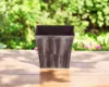 Hivvago 7" Brown And Ivory Textural Tone On Tone Recycled Plastic Indoor Outdoor Square Pot Planter In Brown