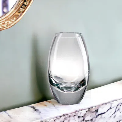 Hivvago 7" Clear Lead Free Crystal Oval Table Vase In Transparent