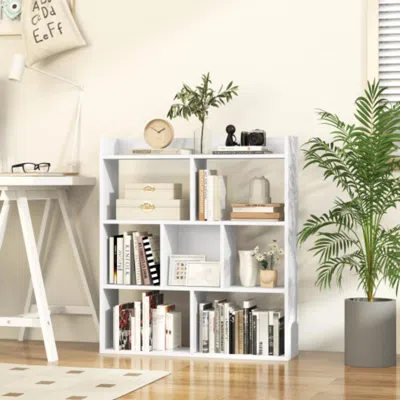Hivvago 7 Cubes Open-back Bookshelf With Anti-toppling Devices-white