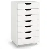 Hivvago 7-drawer Chest Storage Dresser Floor Cabinet Organizer With Wheels In White