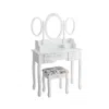 Hivvago 7 Drawer Tri-folding Mirror Dressing Vanity Makeup Set-white